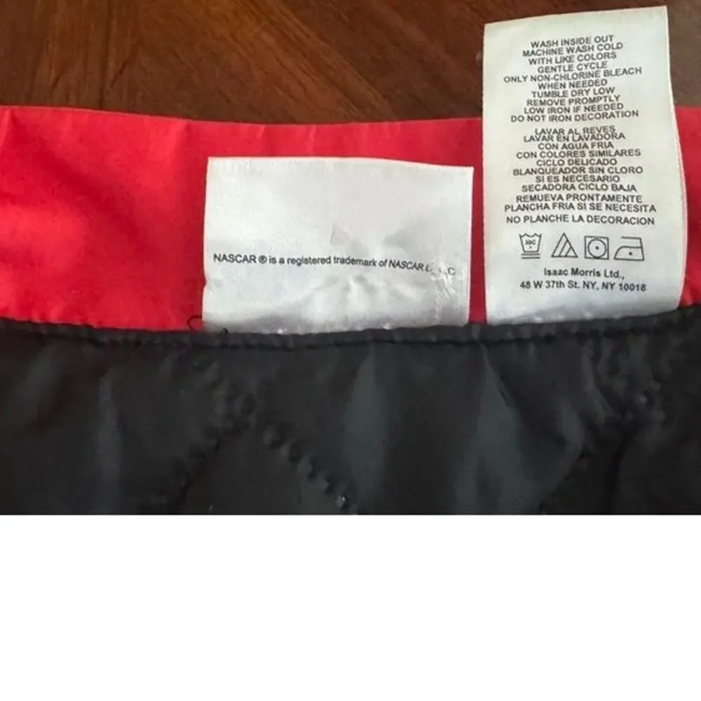 NASCAR Racing Boys 10/12 Black Red #94 Bomber Jacket Checkered Race Car